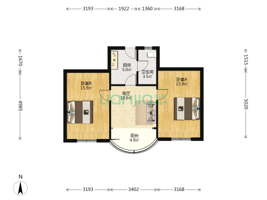 施宏小区 2室1厅1卫 67平方