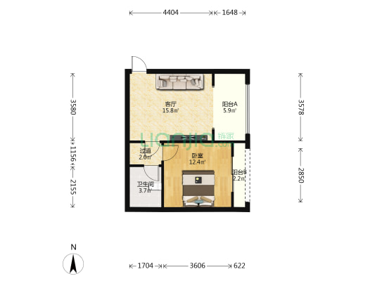 迪亚小城二期 1室1厅1卫 51平方