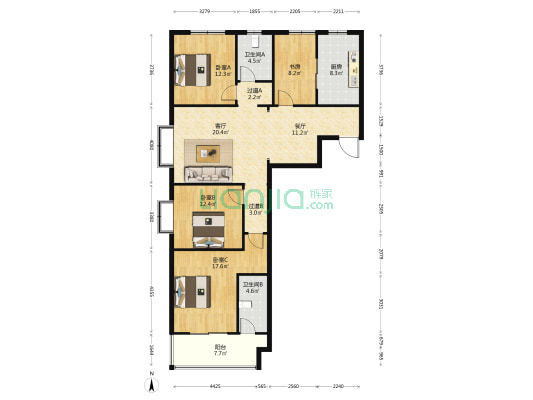 阳光福邸 4室2厅2卫 152平方