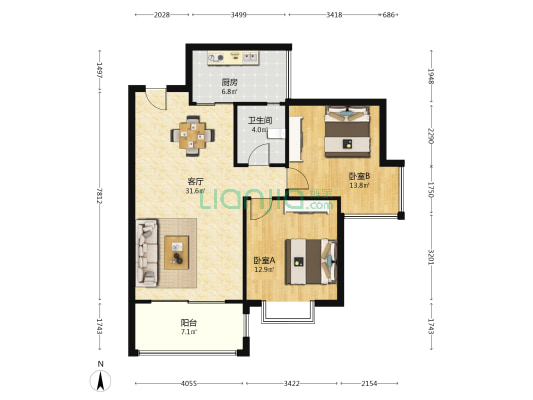 林溪艺墅 2室1厅1卫 89平方
