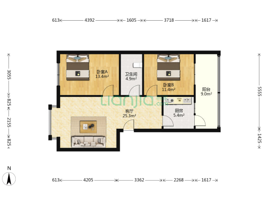 菜市巷121号 2室1厅1卫 90平方
