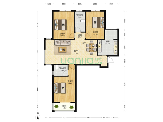 嘉泰御园 3室1厅2卫 137平方