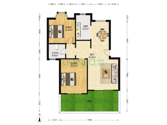 极景易家 2室1厅1卫 90平方
