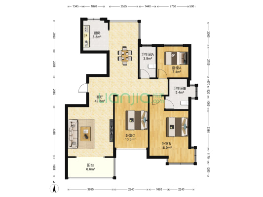 大都尚澜 3室1厅2卫 125平方