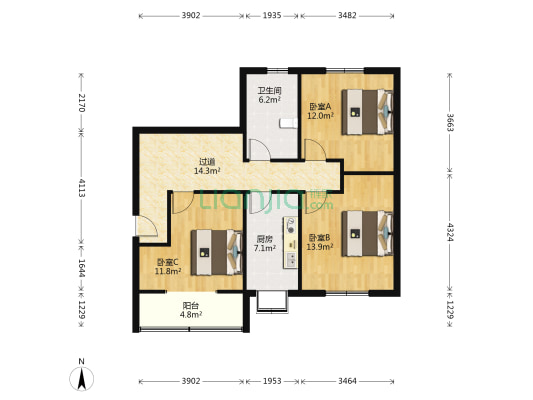 逸居苑 3室0厅1卫 89平方