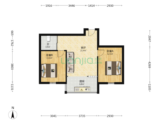 兴田上城 2室1厅1卫 84平方