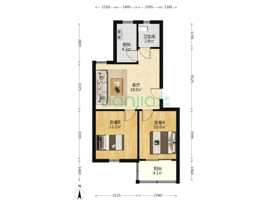 泉塘新寓西苑 2室1厅1卫 64平方