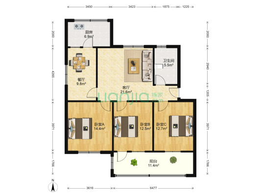 市交警支队家属院北院 3室2厅1卫 112平方