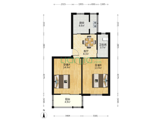 建设路42号 2室1厅1卫 62平方