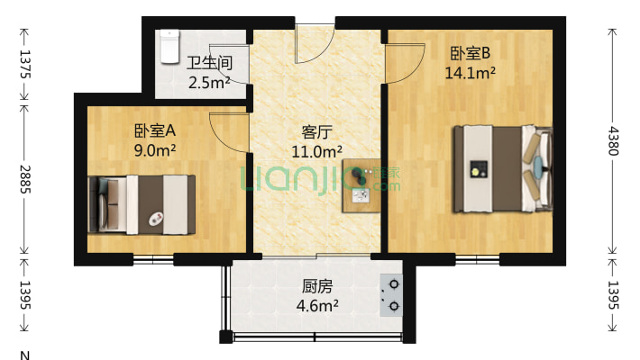 蝴蝶手表厂西木头市41号家属院二手房实景图