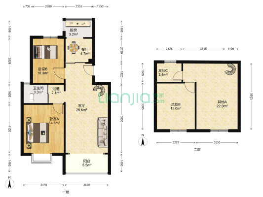 龙源国际南区 2室2厅1卫 81平方
