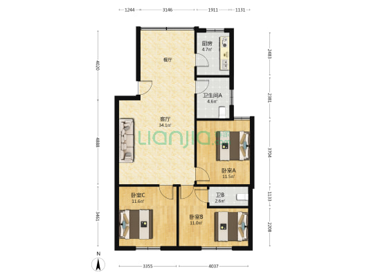 商业西街144号 3室1厅2卫 94平方