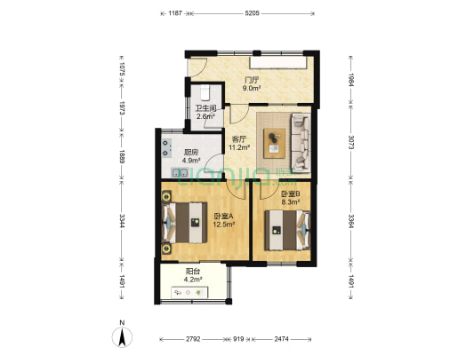 金苑小区南院 2室1厅1卫 57平方