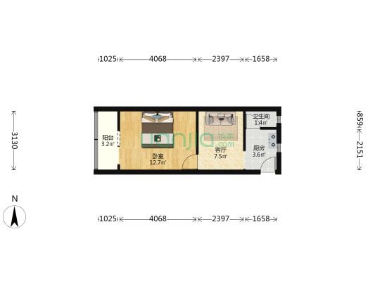 局门路165号 1室1厅1卫 37平方