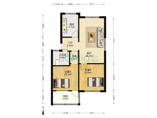 玉晶综合楼 2室1厅1卫 75平方