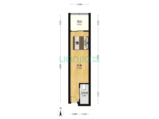 华隆百和公馆 1室0厅1卫 40平方