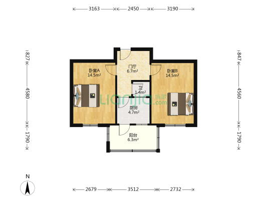 师东村19号 2室0厅1卫 57平方