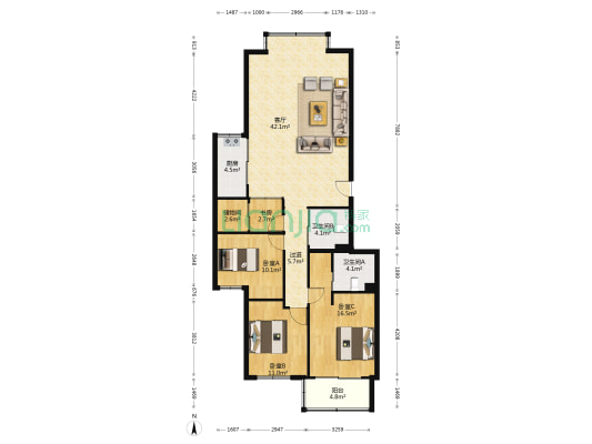 金宏锦苑 4室1厅2卫 140平方