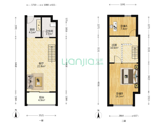 汇金新地 2室1厅1卫 53平方