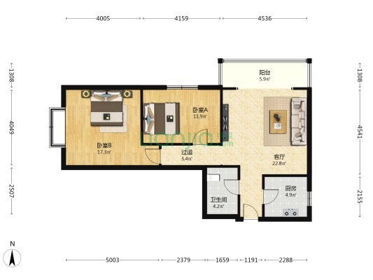 仁和润苑 2室1厅1卫 95平方