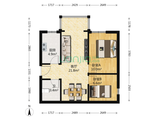 巨宇名居 2室1厅1卫 61平方