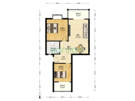 留园森林别墅 2室2厅1卫 79平方