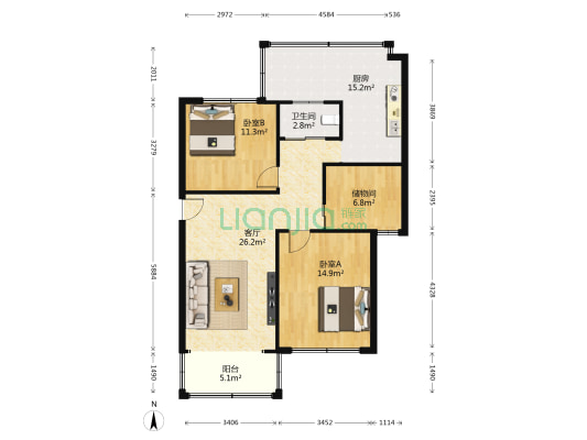 锦龙新村 2室1厅1卫 98平方
