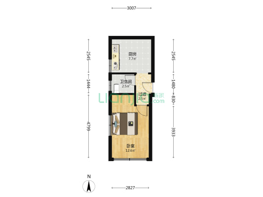 西堡城 1室0厅1卫 30平方