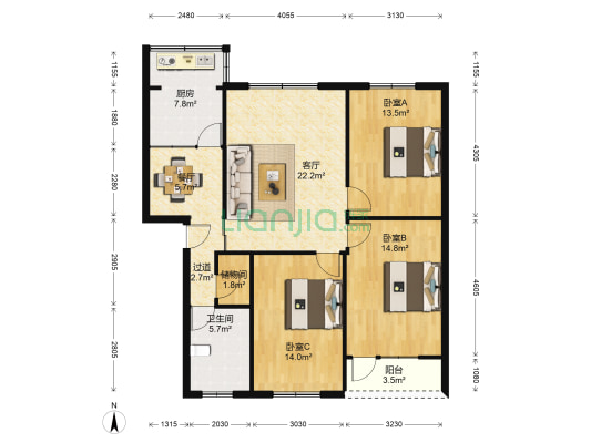 新加坡后街72号 3室2厅1卫 111平方