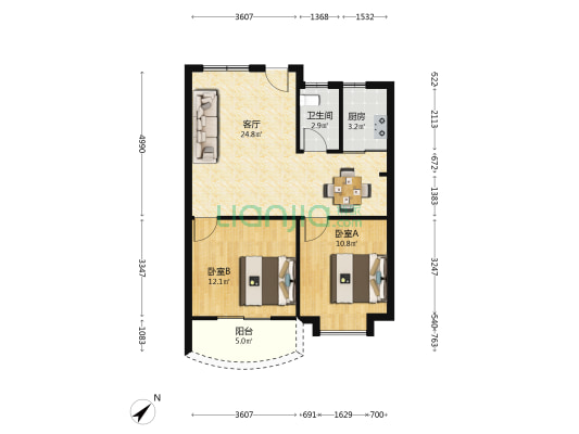 鸿中楼 2室1厅1卫 76平方