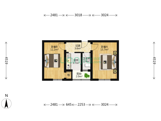 下斜街 2室0厅1卫 48平方