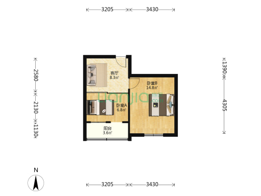 环城北路56号 2室1厅0卫 53平方