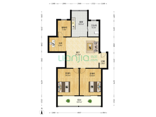 海安机关北小区 3室1厅1卫 106平方