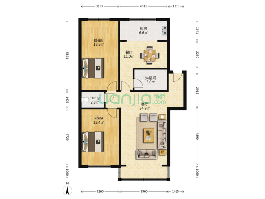 云峰小区 2室2厅2卫 116平方