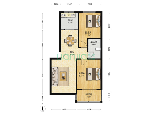 丹凤小区南区 2室1厅1卫 86平方