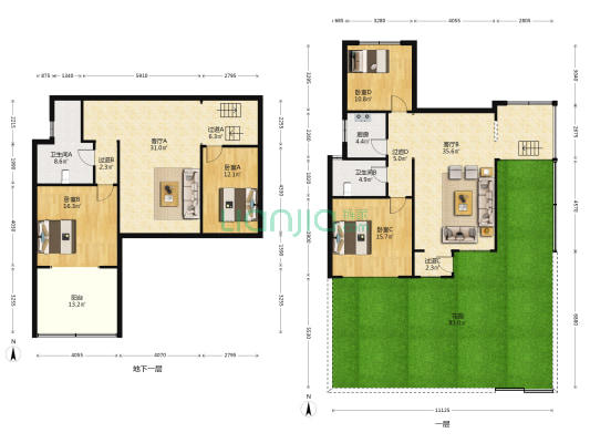 中建长清湖瑜园 4室2厅2卫 131平方