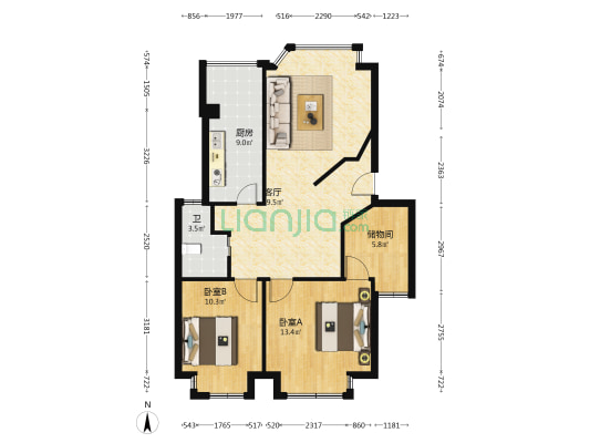 京都印象 2室1厅1卫 84平方