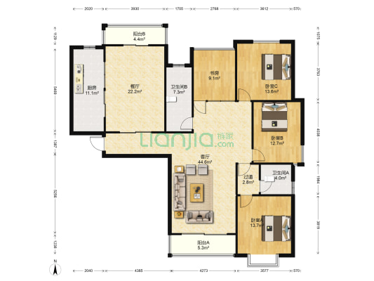 金邻花苑 4室2厅2卫 187平方