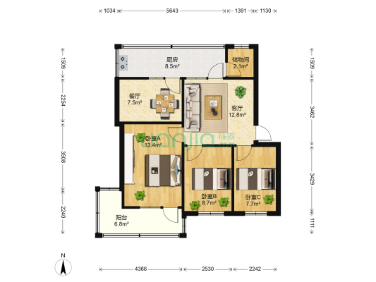 华山东路67号 3室2厅0卫 69平方