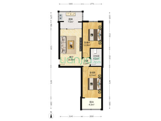 糖厂家属院 2室1厅1卫 72平方