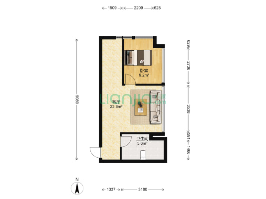 金博星城 1室1厅1卫 60平方