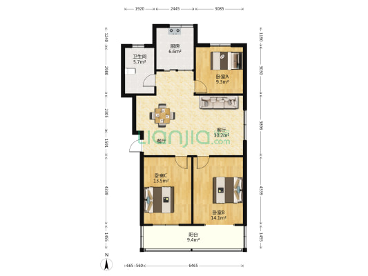 港龙小区 3室1厅1卫 107平方