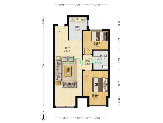 永安東庭 2室1厅1卫 80平方