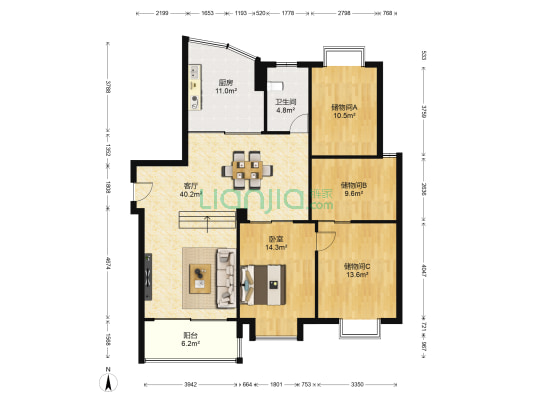 嘉禾现代花城 1室1厅1卫 137平方