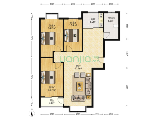 盛世嘉苑 3室1厅1卫 125平方