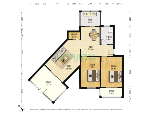 倚营里 2室2厅1卫 97平方