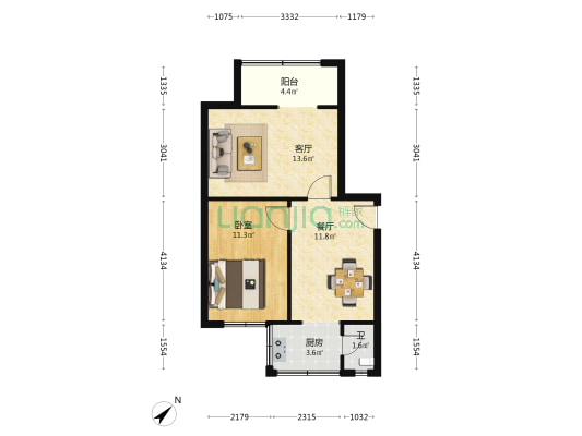 建设南路12号 1室2厅1卫 53平方