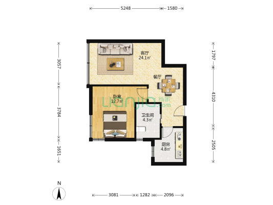 银星大厦 1室1厅1卫 68平方