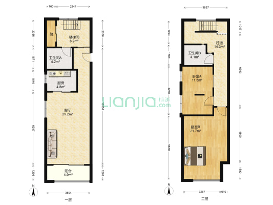 汇锦水岸城 2室1厅2卫 82平方