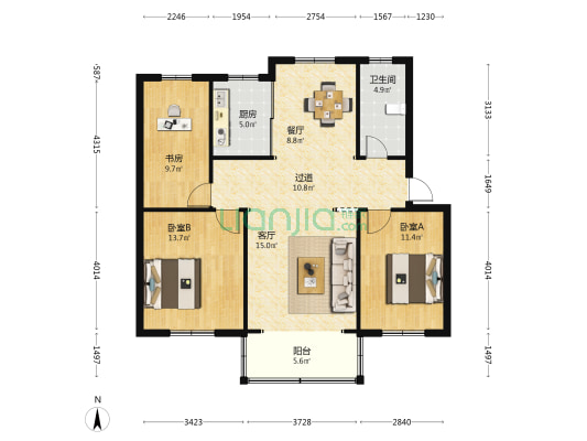 永胜新村 3室2厅1卫 101平方